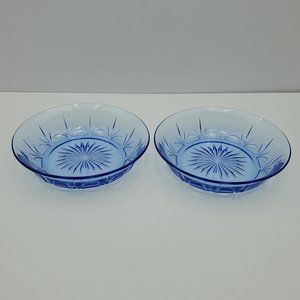 Avon Fostoria Starburst Blue Bowls American Blue Classic Collection Glass Bowls